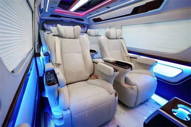 Nine Seat Toyota Hiace Interior Upgrades Including Seats, Dome Lights, Foldin...